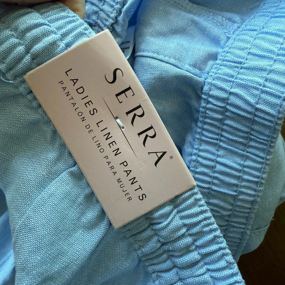 NWT Serra Blue Linen Elastic Waistband Jogger Pants - Picture 8 of 10